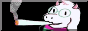 88 by 31 gif button of ralsei from deltarune smoking a joint